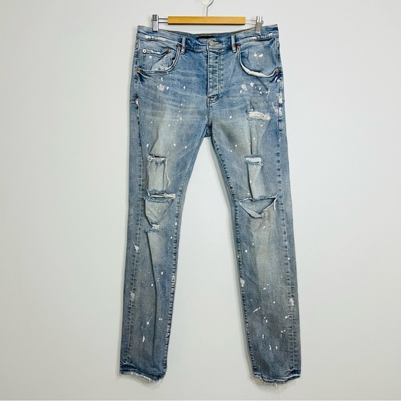Purple Brand P001 Slim Low Rise Distressed Jeans 36W - Picture 3 of 10
